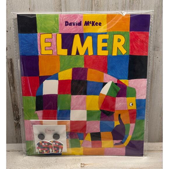 Elmer The Rainbow Elephant Book and Earrings NEW Teacher - Picture 1 of 2
